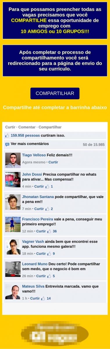 Print de golpe do falso emprego