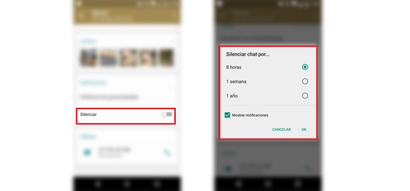 silenciar contactos whatsapp